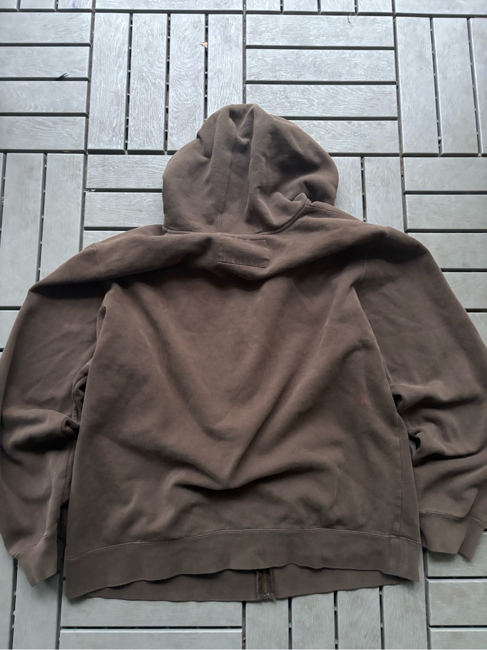 Quiksilver Brown Full-Zip Hooded Sweater with Plaid Trim - Picture 3 of 4